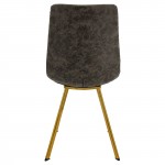 LeisureMod Markley Modern Leather Dining Chair With Gold Legs, Grey, MCG18GR