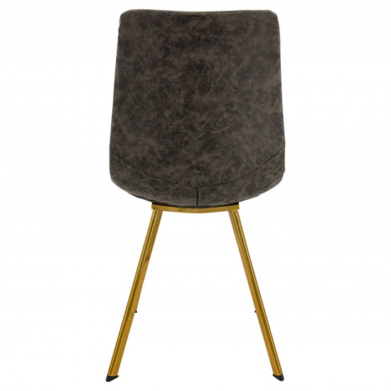 LeisureMod Markley Modern Leather Dining Chair With Gold Legs, Grey, MCG18GR