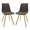 Markley Modern Leather Dining Chair With Gold Legs Set of 2, Grey, MCG18GR2