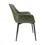 Markley Modern Leather Dining Arm Chair With Metal Legs, Olive Green, EC26G