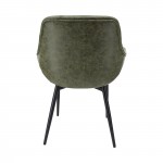 Modern Leather Dining Arm Chair, Metal Legs Set of 2, Olive Green, EC26G2