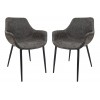 Markley Modern Leather Dining Arm Chair, Metal Legs Set of 2, Grey, EC26GR2