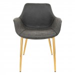 Modern Leather Dining Arm Chair, Gold Metal Legs Set of 4, Black, ECG26BL4