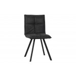 Wesley Modern Leather Dining Chair With Metal Legs, Charcoal Black, WC18BL