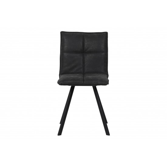 Wesley Modern Leather Dining Chair With Metal Legs, Charcoal Black, WC18BL