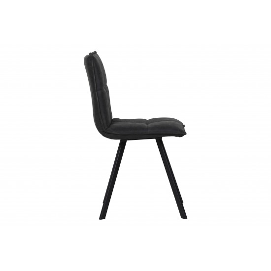 Wesley Modern Leather Dining Chair With Metal Legs, Charcoal Black, WC18BL