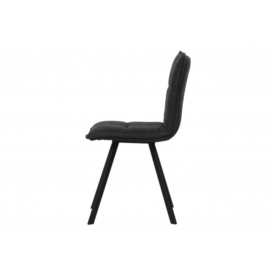 Wesley Modern Leather Dining Chair With Metal Legs, Charcoal Black, WC18BL