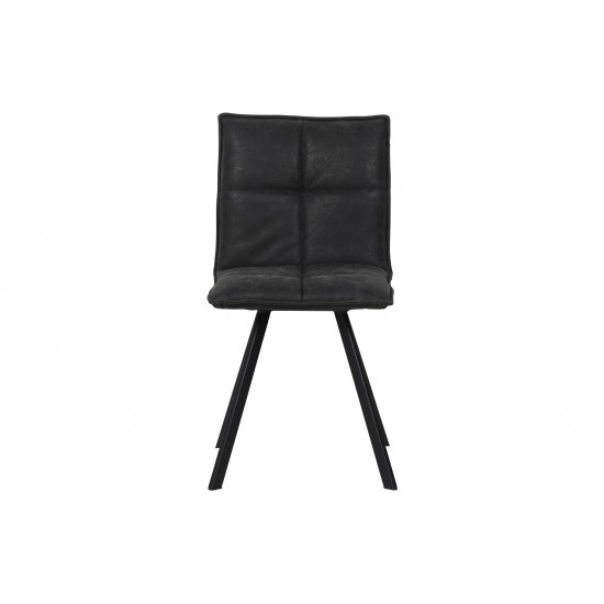 Wesley Modern Leather Dining Chair, Metal Legs Set of 2, Charcoal Black, WC18BL2