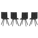 Wesley Modern Leather Dining Chair, Metal Legs Set of 4, Charcoal Black, WC18BL4