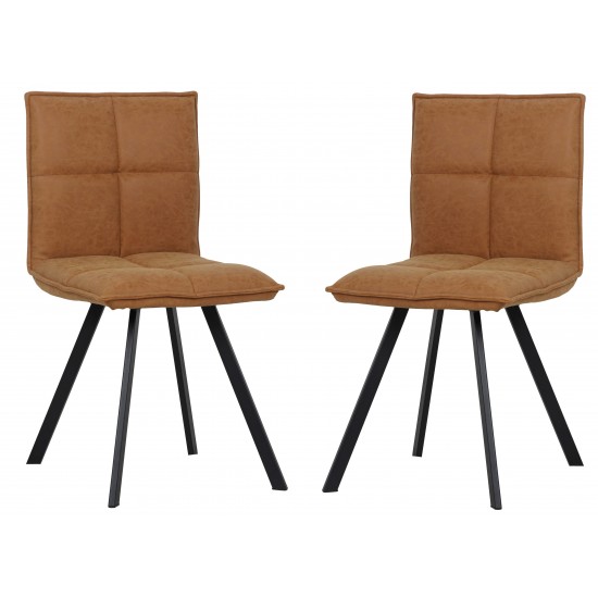Wesley Modern Leather Dining Chair, Metal Legs Set of 2, Light Brown, WC18BR2