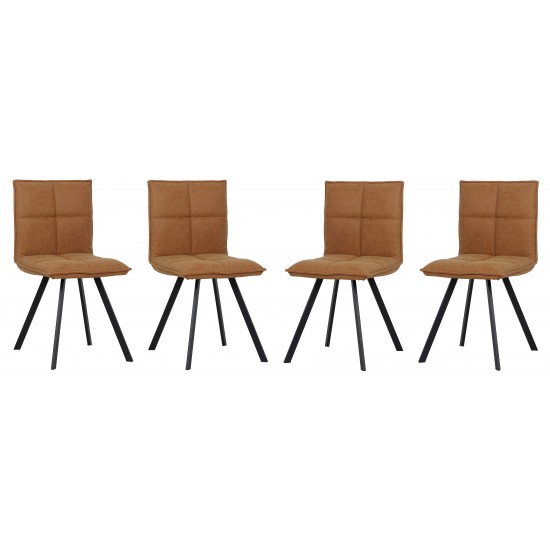 Wesley Modern Leather Dining Chair, Metal Legs Set of 4, Light Brown, WC18BR4