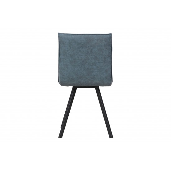 Wesley Modern Leather Dining Chair With Metal Legs, Peacock Blue, WC18BU