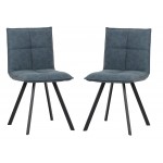 Wesley Modern Leather Dining Chair, Metal Legs Set of 2, Peacock Blue, WC18BU2