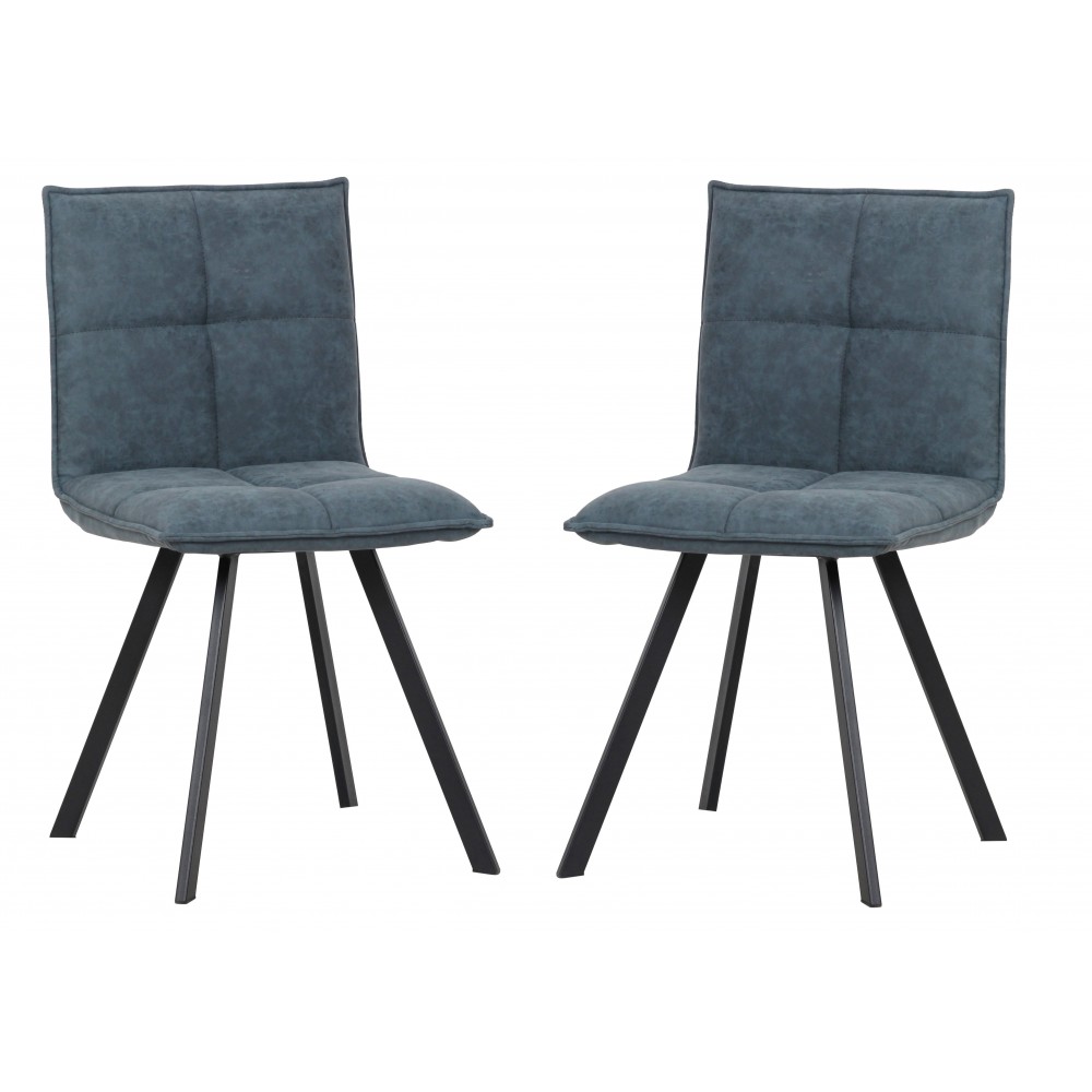 Wesley Modern Leather Dining Chair, Metal Legs Set of 2, Peacock Blue, WC18BU2