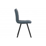 Wesley Modern Leather Dining Chair, Metal Legs Set of 2, Peacock Blue, WC18BU2