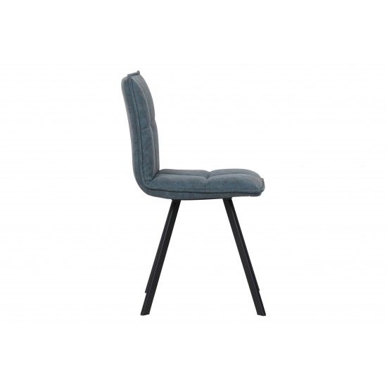 Wesley Modern Leather Dining Chair, Metal Legs Set of 2, Peacock Blue, WC18BU2