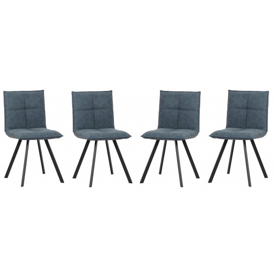 Wesley Modern Leather Dining Chair, Metal Legs Set of 4, Peacock Blue, WC18BU4