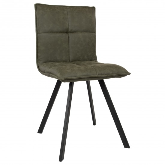 Wesley Modern Leather Dining Chair With Metal Legs, Olive Green, WC18G