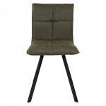 Wesley Modern Leather Dining Chair With Metal Legs, Olive Green, WC18G