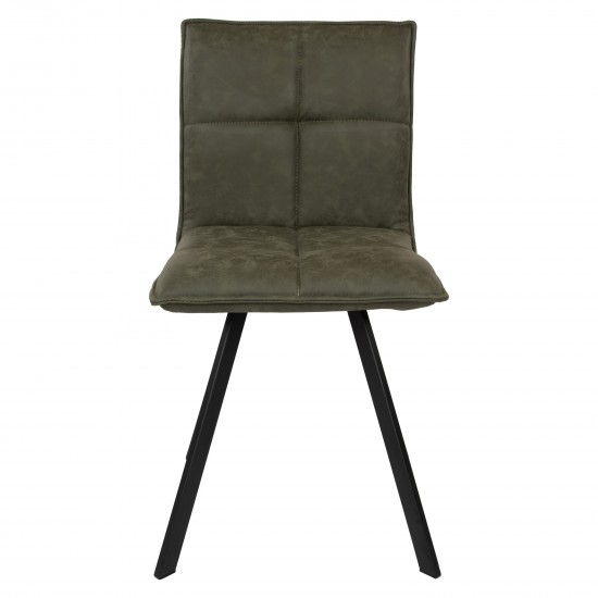 Wesley Modern Leather Dining Chair With Metal Legs, Olive Green, WC18G