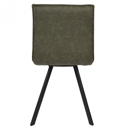 Wesley Modern Leather Dining Chair With Metal Legs, Olive Green, WC18G