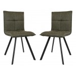 Wesley Modern Leather Dining Chair, Metal Legs Set of 2, Olive Green, WC18G2