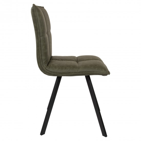 Wesley Modern Leather Dining Chair, Metal Legs Set of 2, Olive Green, WC18G2