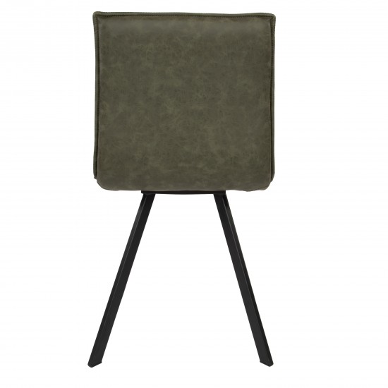Wesley Modern Leather Dining Chair, Metal Legs Set of 2, Olive Green, WC18G2