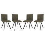 Wesley Modern Leather Dining Chair, Metal Legs Set of 4, Olive Green, WC18G4