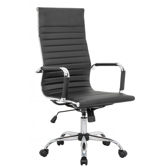 LeisureMod Harris High-Back Office Chair, Black, HOT19BLL