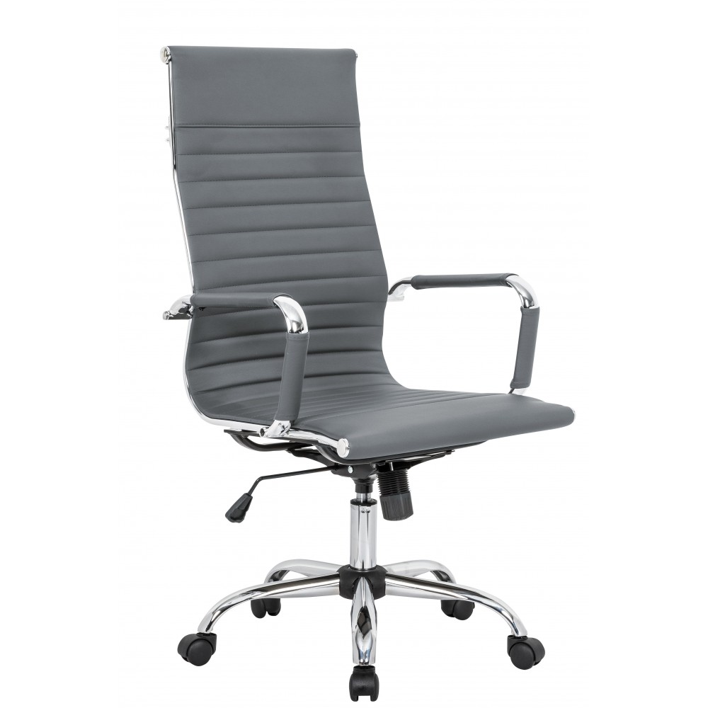 LeisureMod Harris High-Back Office Chair, Grey, HOT19GRL