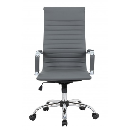 LeisureMod Harris High-Back Office Chair, Grey, HOT19GRL