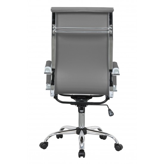 LeisureMod Harris High-Back Office Chair, Grey, HOT19GRL