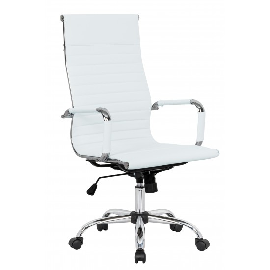 LeisureMod Harris High-Back Office Chair, White, HOT19WL