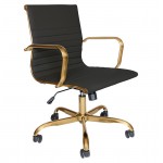 LeisureMod Harris Office Chair With Gold Frame, Black, HOG19BLL