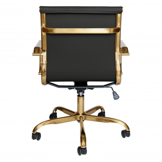 LeisureMod Harris Office Chair With Gold Frame, Black, HOG19BLL
