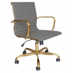 LeisureMod Harris Office Chair With Gold Frame, Grey, HOG19GRL