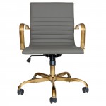 LeisureMod Harris Office Chair With Gold Frame, Grey, HOG19GRL