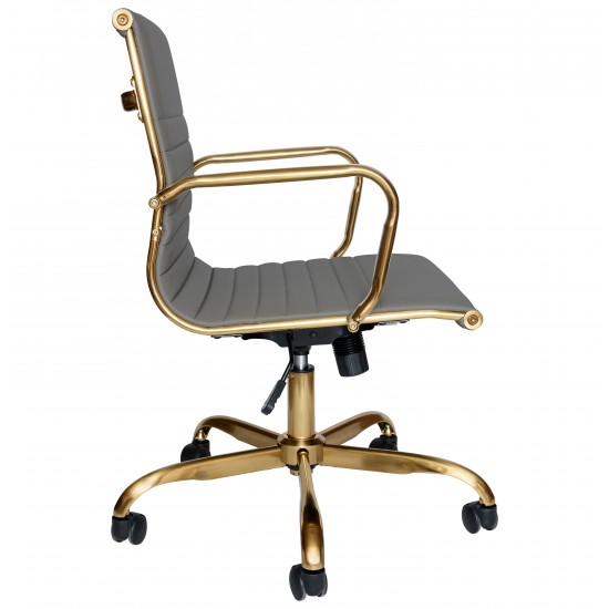 LeisureMod Harris Office Chair With Gold Frame, Grey, HOG19GRL