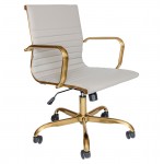 LeisureMod Harris Office Chair With Gold Frame, Tan, HOG19TL