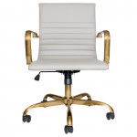 LeisureMod Harris Office Chair With Gold Frame, Tan, HOG19TL