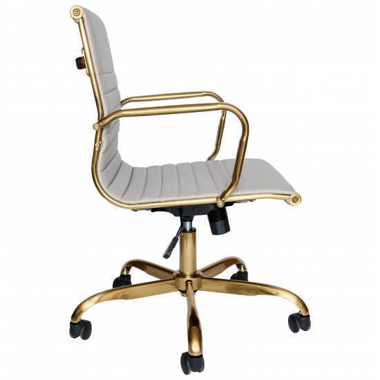 LeisureMod Harris Office Chair With Gold Frame, Tan, HOG19TL