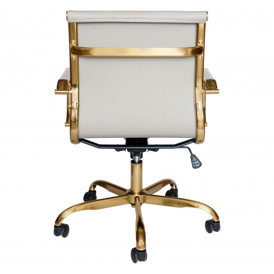 LeisureMod Harris Office Chair With Gold Frame, Tan, HOG19TL