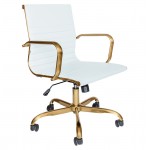 LeisureMod Harris Office Chair With Gold Frame, White, HOG19WL