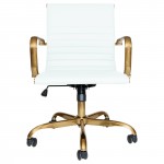 LeisureMod Harris Office Chair With Gold Frame, White, HOG19WL