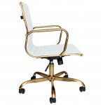 LeisureMod Harris Office Chair With Gold Frame, White, HOG19WL