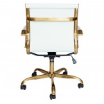 LeisureMod Harris Office Chair With Gold Frame, White, HOG19WL