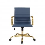 LeisureMod Harris Office Chair With Gold Frame, Navy Blue, HOG19BUL