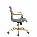 LeisureMod Harris Office Chair With Gold Frame, Navy Blue, HOG19BUL