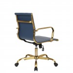 LeisureMod Harris Office Chair With Gold Frame, Navy Blue, HOG19BUL